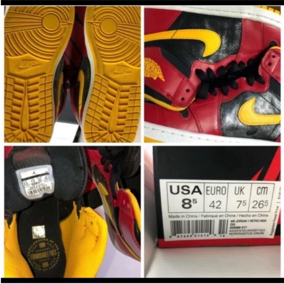 Nike Air Jordan 1 High OG 555088-017 Red Black Men’s Size 8.5 - Picture 13 of 16
